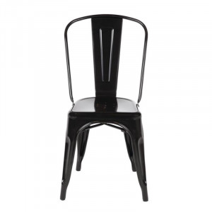 Sedie Bistro Impilabili in Acciaio - Nero - Set di 4 - Bolero