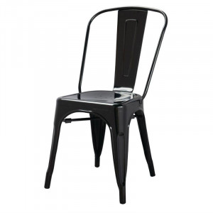 Sedie Bistro Impilabili in Acciaio - Nero - Set di 4 - Bolero