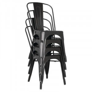 Sedie Bistro Impilabili in Acciaio - Nero - Set di 4 - Bolero