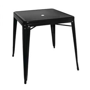 Square Black Steel Bistro Table - W 668 x D 668 mm - Bolero