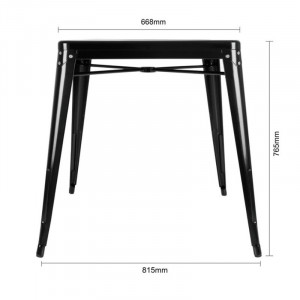 Square Black Steel Bistro Table - W 668 x D 668 mm - Bolero