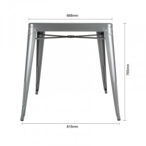 Table Carrée en Acier Gris Métallisé – L 668 x P 668 mm - Bolero