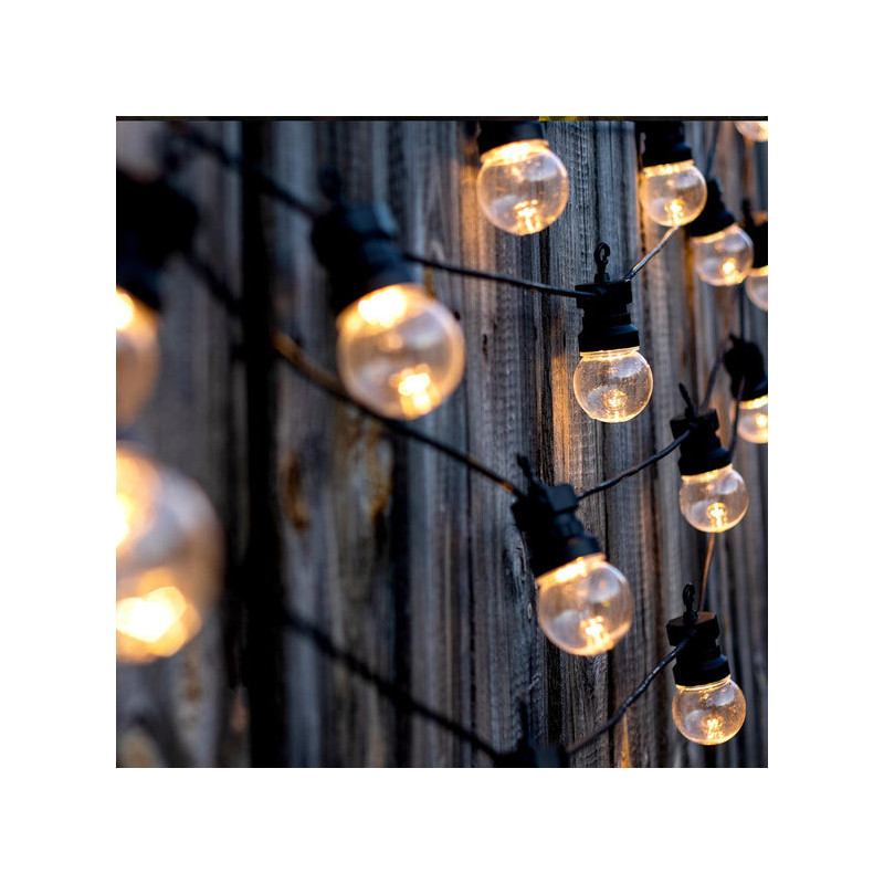 Solar and Plug-in LED Festoon Light Garland - Party Clear Hybrid - Lumisky