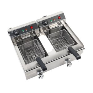 Friggitrice Professionale 2 x 13 L con Scarico - Dynasteel: Prestazioni e durata per la tua cucina