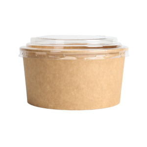 Ciotola per Insalata Kraft con Coperchio PET - 1000 ml - Confezione da 300