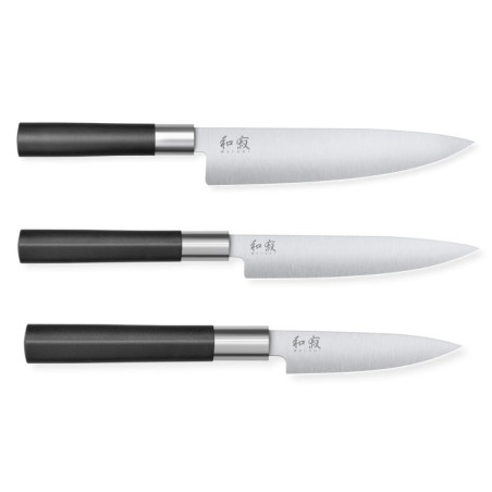 Set di 3 coltelli Wasabi Black - Taglio professionale Coltelli Kai Wasabi Black - Precisione giapponese