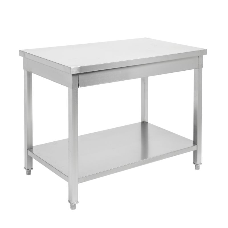 Tavolo Inox con Ripiano - Robusto e Pratico Tavolo Inox con Ripiano - Robusto e Pratico
