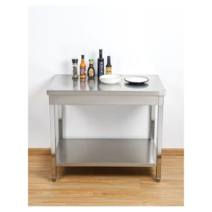 Stainless Steel Table with Shelf - D 700 mm - L 1200 mm - Dynasteel