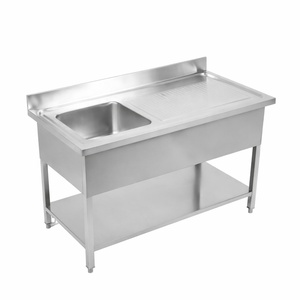 Sink 1 Basin with Backsplash and Shelf - L 1400 x D 600 mm - Dynasteel