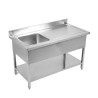 Lavello 1 Vasca con Schienale e Ripiano - L 1000 x P 700 mm - Dynasteel