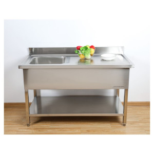 Lavello 1 Vasca con Schienale e Ripiano - L 1000 x P 700 mm - Dynasteel
