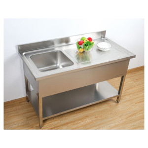 Lavello 1 Vasca con Schienale e Ripiano - L 1000 x P 700 mm - Dynasteel