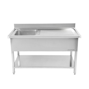 Sink 1 Bowl with Backsplash and Shelf - W 1000 x D 700 mm - Dynasteel