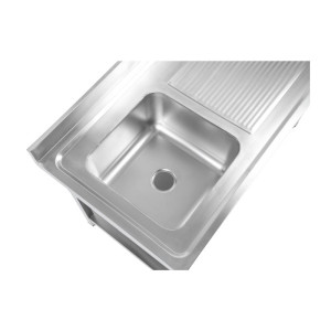 Sink 1 Bowl with Backsplash and Shelf - W 1200 x D 700 mm | Dynasteel