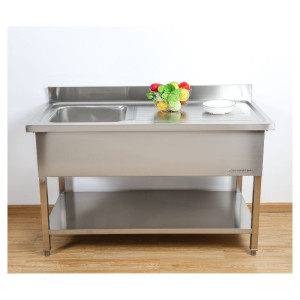 Lavello 1 Vasca con Schienale e Ripiano Basso - L 1000 x P 600 mm - Dynasteel
