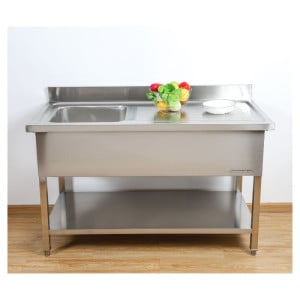 Stainless Steel Sink 1 Basin Right Drainer - L 1000 x D 600 mm