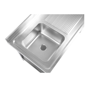 Sink 1 Bowl with Backsplash and Lower Shelf - W 1000 x D 600 mm - Dynasteel