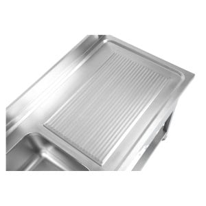 Lavello Inox 1 Vasca 1200x600 mm, Scolapiatti Destro, Alzatina