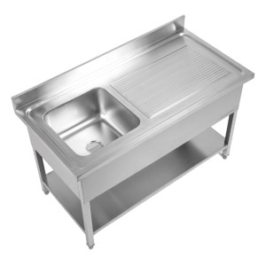 Lavello 1 Vasca con Schienale e Ripiano - L 1200 x P 600 mm - Dynasteel