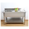 Lavello Inox 1 Vasca 1200x600 mm, Scolapiatti Destro, Alzatina