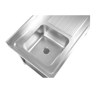 Stainless Steel Sink 1 Bowl 1200x600 mm, Right Drainer, Backsplash
