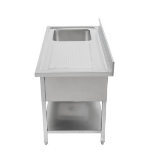Lavello 1 Vasca con Schienale e Ripiano - L 1200 x P 600 mm - Dynasteel