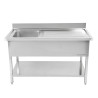Lavello 1 Vasca con Schienale e Ripiano - L 1200 x P 600 mm - Dynasteel