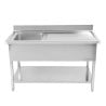 Stainless Steel Sink 1 Bowl 1200x600 mm, Right Drainer, Backsplash