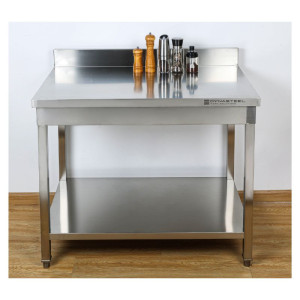 Tavolo Inox 1000x600 mm Alzatina e Ripiano Basso