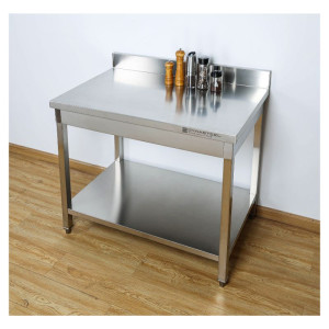 Tavolo Inox 1000x600 mm Alzatina e Ripiano Basso