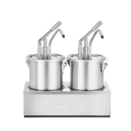 Distributore di Salsa in Acciaio Inox a Pompa - Capacità 2 x 4,5 L - HENDI