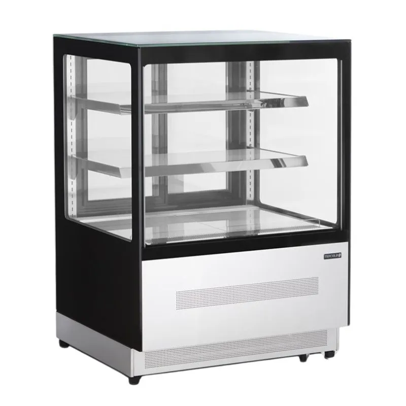 Vetrina Refrigerata da Banco 2 Porte in Vetro Nera - 140 L