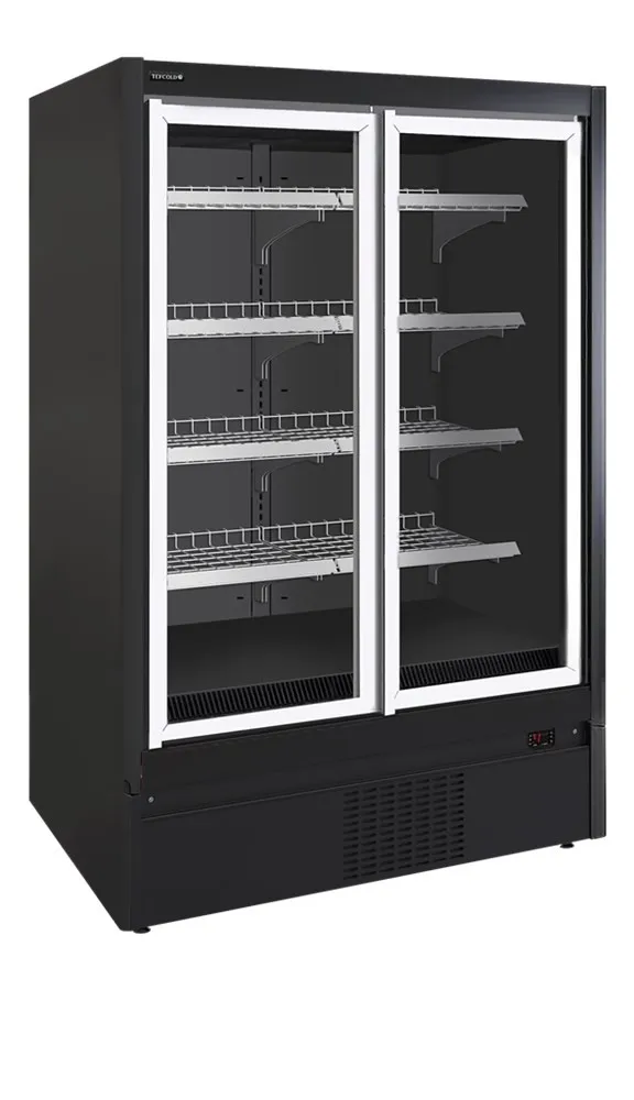 Vetrina Refrigerata da Supermercato Negativa Nera - 2 Porte - 850 L