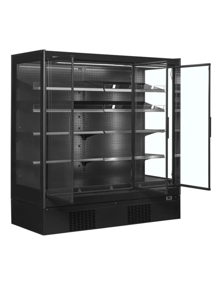 Vetrina Refrigerata da Supermercato Positiva Nera - 3 Porte - 1160 L