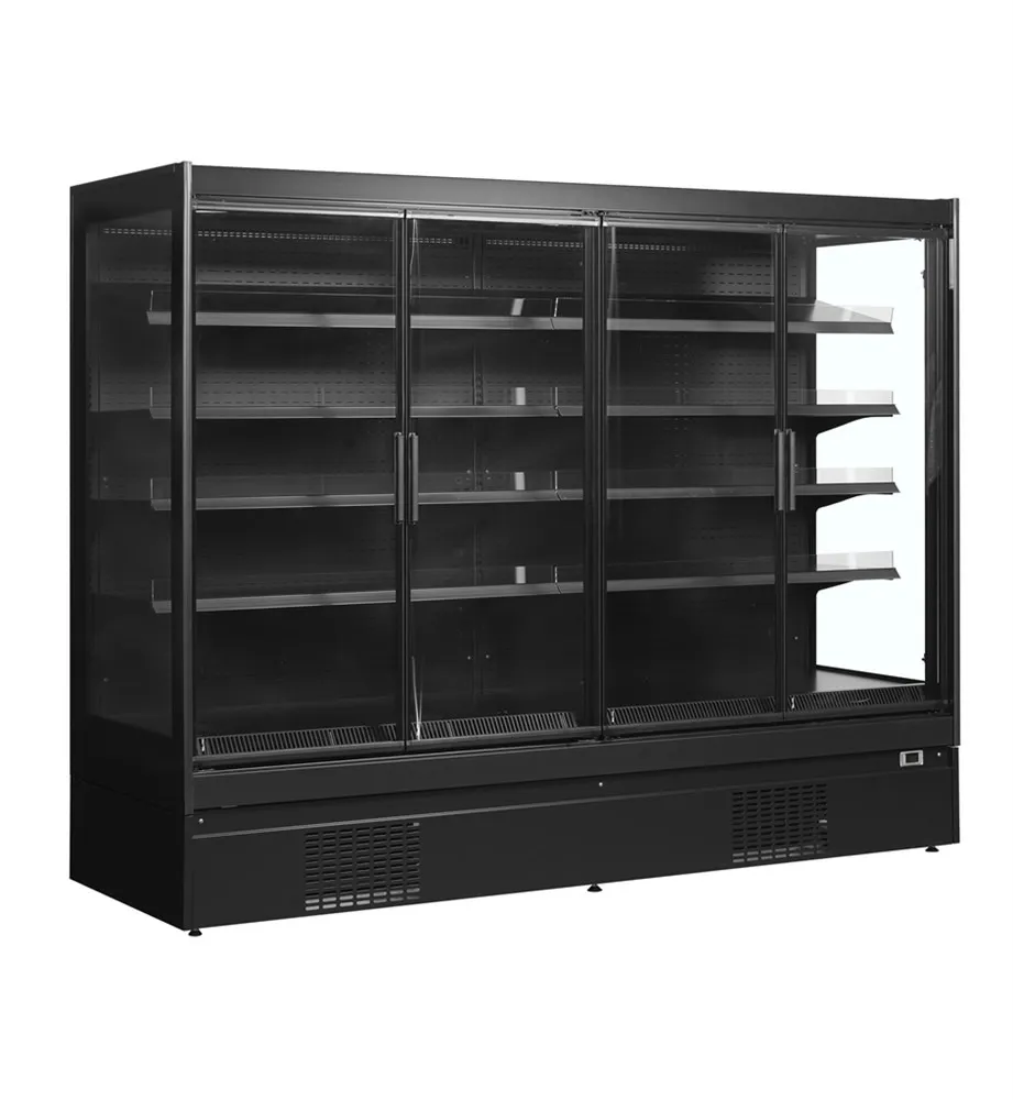Vetrina Refrigerata da Supermercato Positiva Nera - 4 Porte - 1540 L