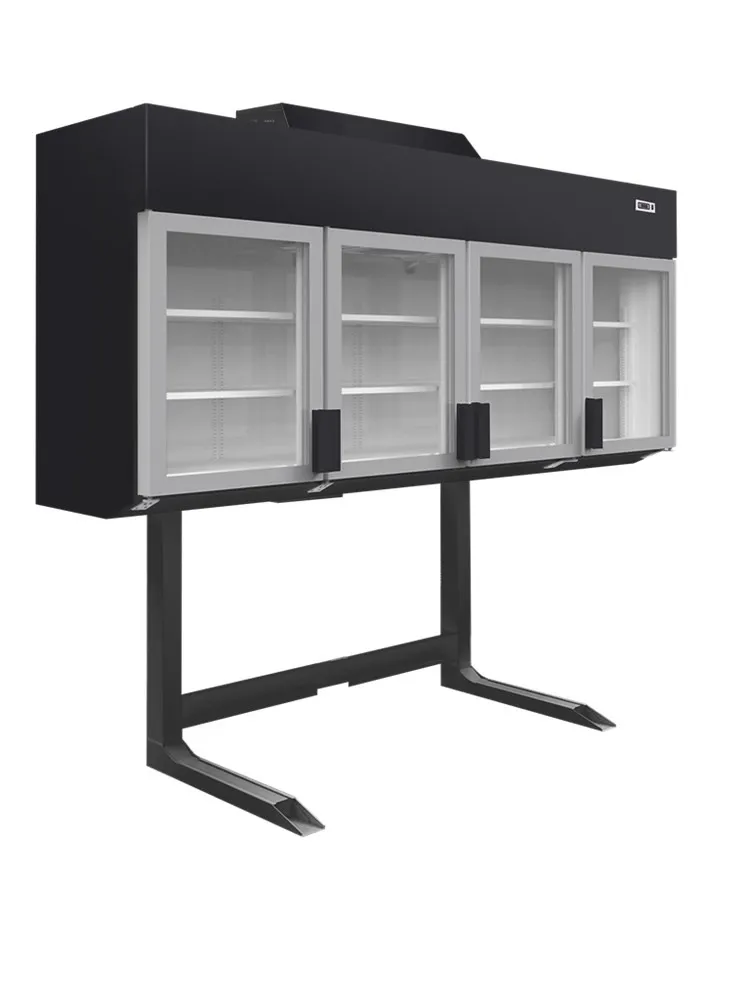 Congelatore Armadio a Muro da Supermercato Nero - 4 Porte - 650 L