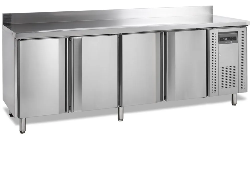 Tavolo Refrigerato Negativo con Alzatina - 4 Porte a Battente - GN 1/1
