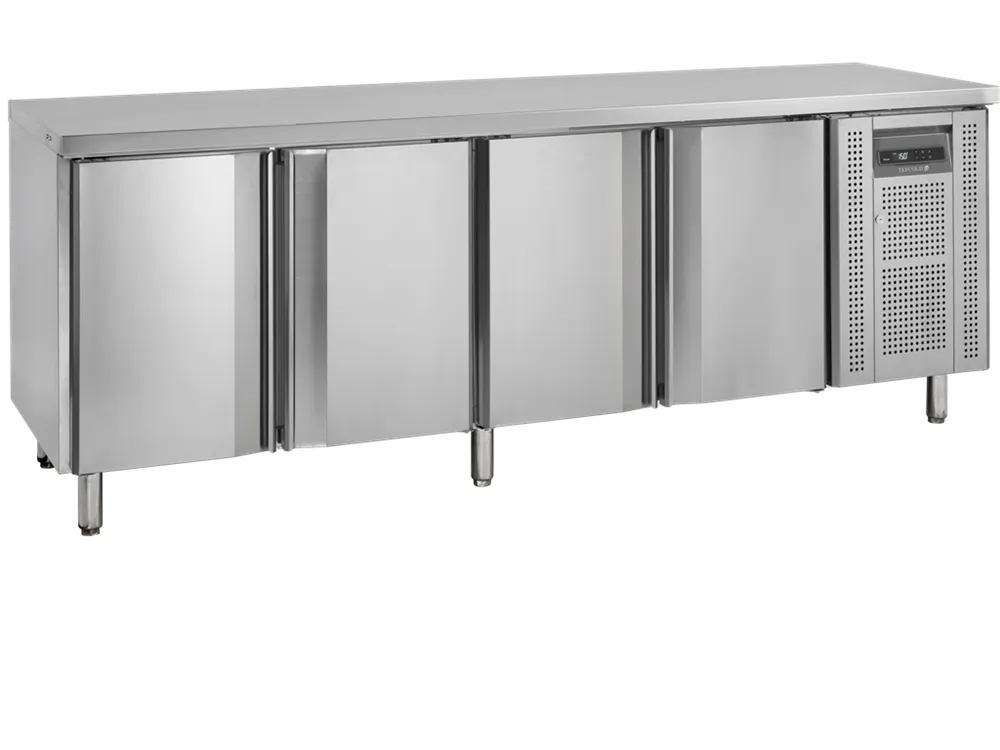 Tavolo Refrigerato Negativo in Acciaio Inox - 4 Porte - GN 1/1