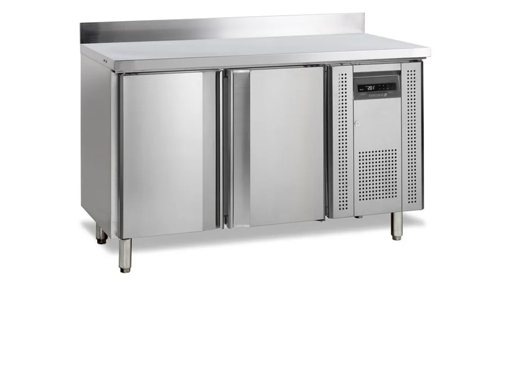 Tavolo Refrigerato Negativo in Acciaio Inox con Alzatina - 2 Porte - 230 L