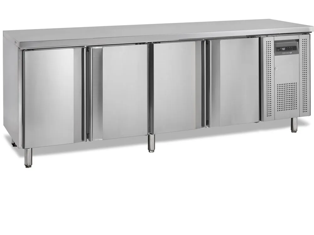 Tavolo Refrigerato Negativo in Acciaio Inox - 4 Porte - 460 L