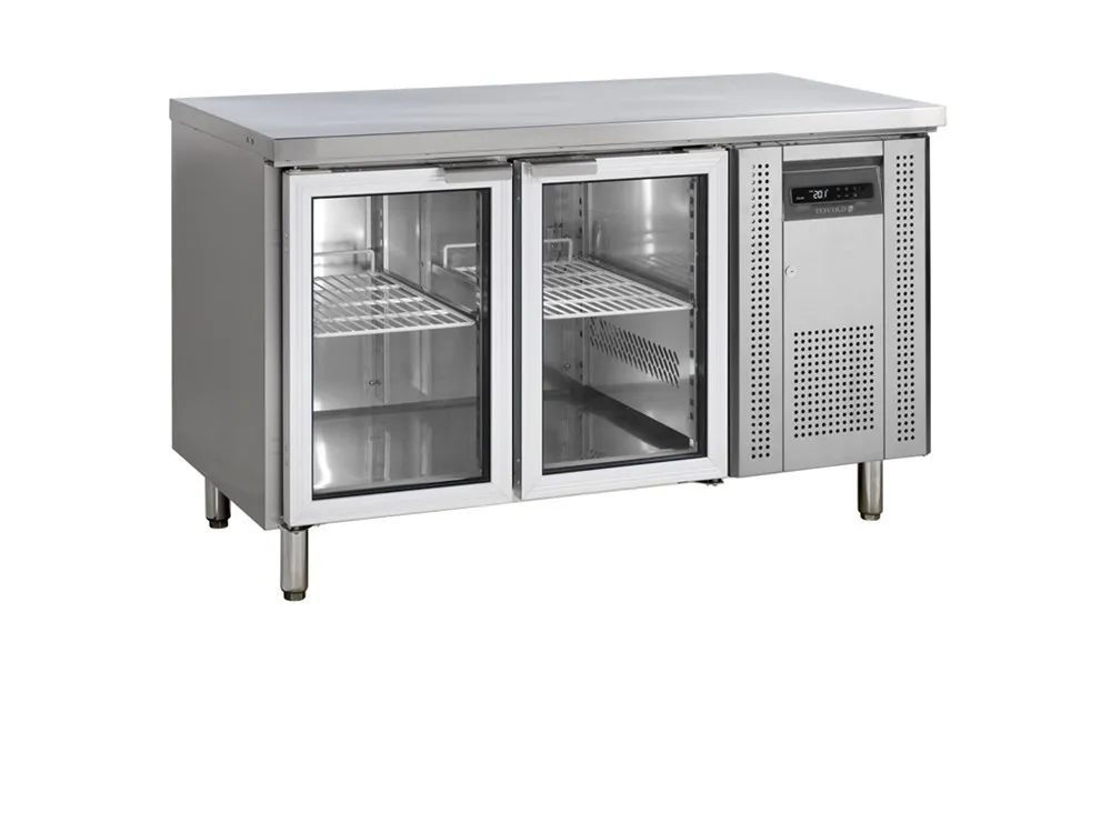Tavolo Refrigerato Positivo in Acciaio Inox - 2 Porte Vetrate - GN 1/1