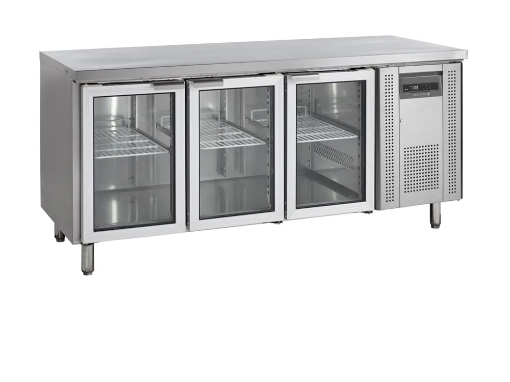 Tavolo Refrigerato in Acciaio Inox - 3 Porte Vetrate - GN 1/1