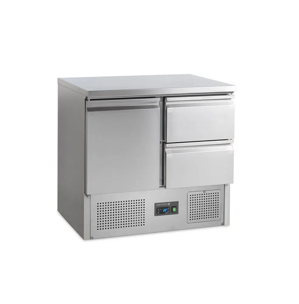 Saladette Refrigerata Positiva GN 1/1 in Acciaio Inox - 1 Porta e 2 Cassetti
