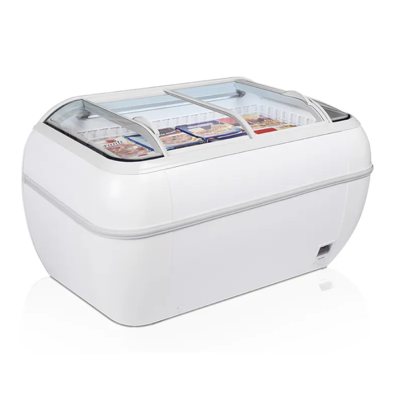 Frigorifero Congelatore 2 Coperchi Vetro Curvo Bianco 334 L