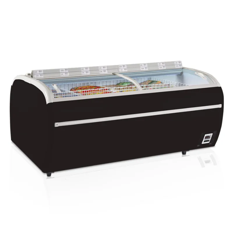 Frigorifero Congelatore 2 Coperchi Vetro Curvo Nero 1255 L