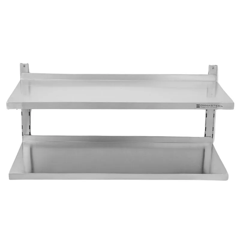 Mensola a Muro in Acciaio Inox su Cremagliere 2 Livelli - L 1000 x P 400 mm