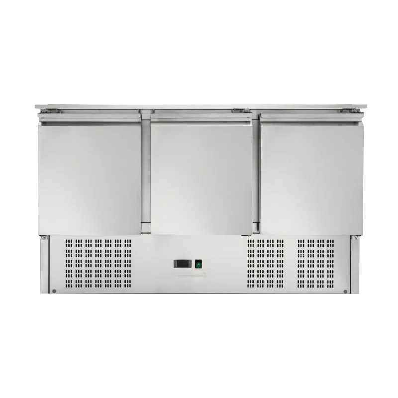Saladette Compatta 3 Porte - Con Coperchio Scorrevole - 4 Vasche GN 1/1