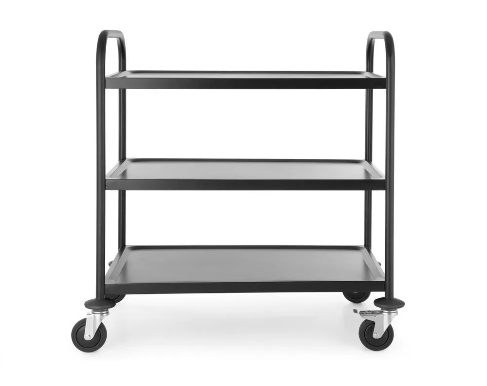 Carrello di servizio nero opaco - 3 ripiani