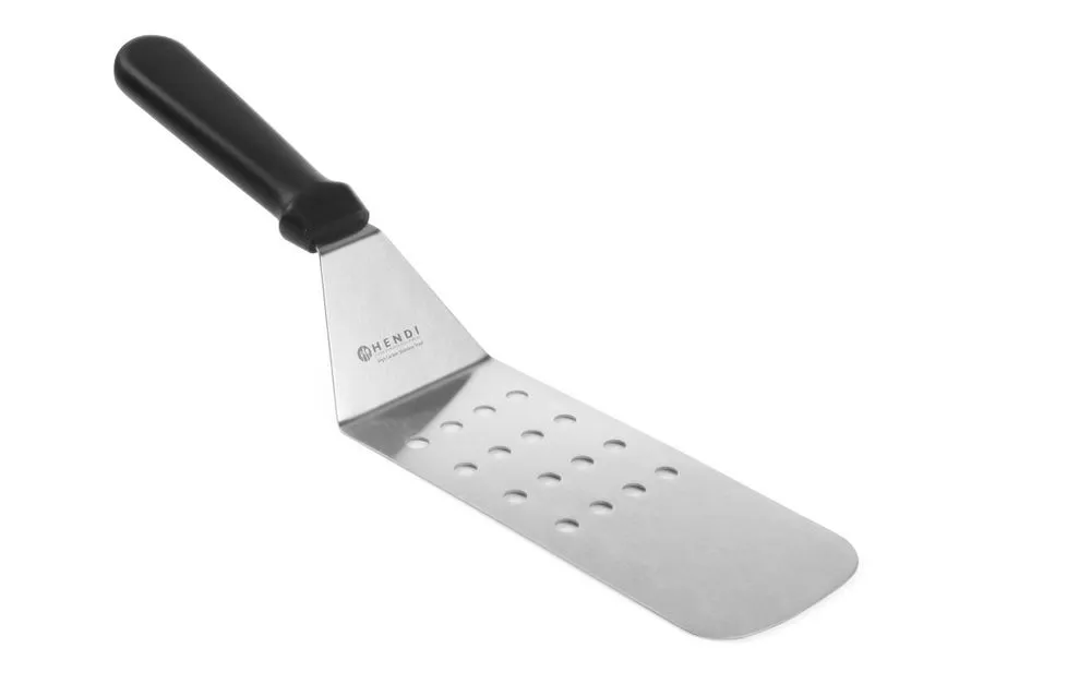 Spatola flessibile forata angolata in acciaio inossidabile con manico in PP - 37 cm