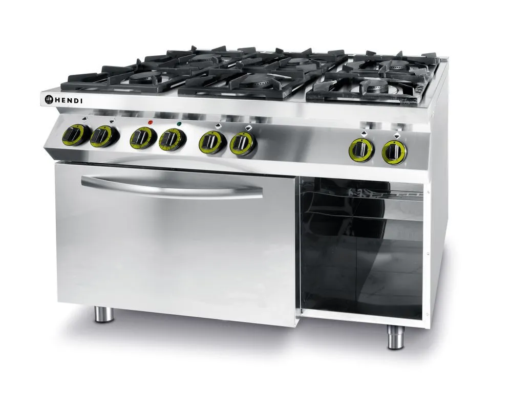 Fornello da cucina Linea - 6 fuochi con forno a convezione elettrico GN 1/1